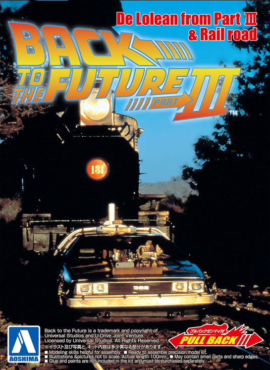 Aoshima - 1/43 Scale Back to the Future Part III: Delorean (Rail Road Version) Pull Back Model Kit