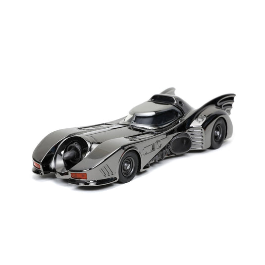 Jada Toys - Batman (1989): Batmobile (Black-Chrome Finish) Diecast Metal Vehicle and Batman Mini-Fig 1/24 Scale