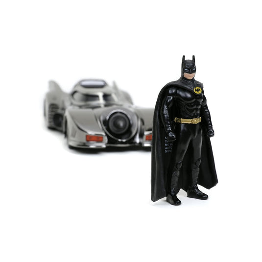 Jada Toys - Batman (1989): Batmobile (Black-Chrome Finish) Diecast Metal Vehicle and Batman Mini-Fig 1/24 Scale