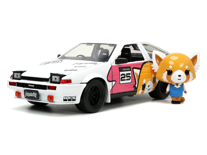 Load image into Gallery viewer, Jada Toys - Aggretsuko: Die-Cast Retsuko and 1986 Toyota Trueno (AE86) 1/24 Scale
