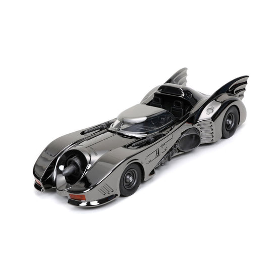 Jada Toys - Batman (1989): Batmobile (Black-Chrome Finish) Diecast Metal Vehicle and Batman Mini-Fig 1/24 Scale