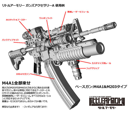 Little Armory LD020 Guns Accessory Ａ - 1/12 Scale Plastic Model Kit