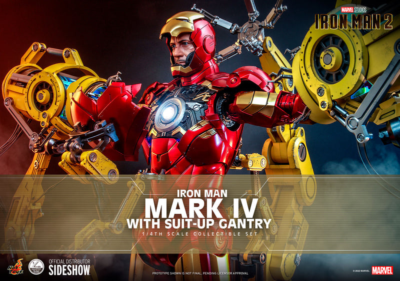 Load image into Gallery viewer, Hot Toys - Iron Man 2 - 1/4 Scale Iron Man Mark IV With Suit-Up Gantry
