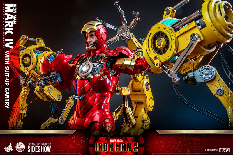 Load image into Gallery viewer, Hot Toys - Iron Man 2 - 1/4 Scale Iron Man Mark IV With Suit-Up Gantry
