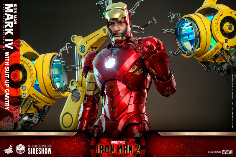 Load image into Gallery viewer, Hot Toys - Iron Man 2 - 1/4 Scale Iron Man Mark IV With Suit-Up Gantry
