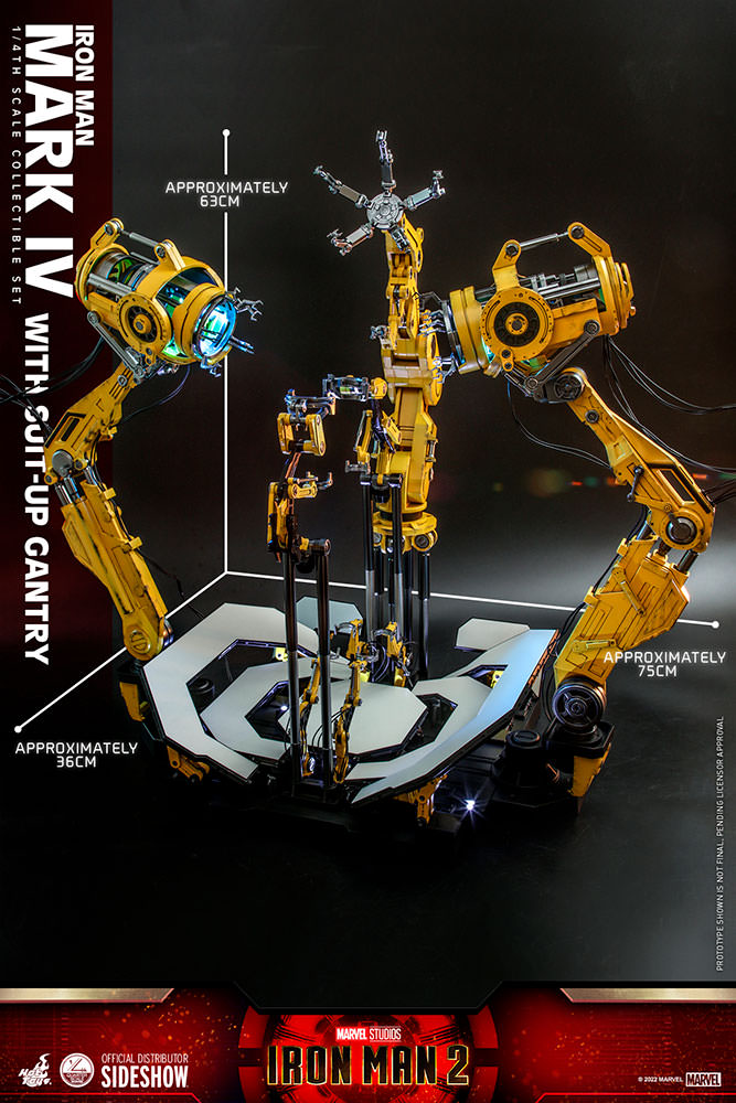 Load image into Gallery viewer, Hot Toys - Iron Man 2 - 1/4 Scale Iron Man Mark IV With Suit-Up Gantry
