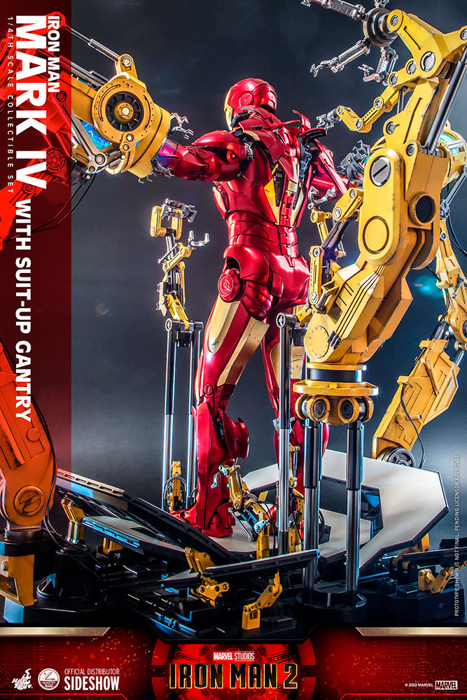 Load image into Gallery viewer, Hot Toys - Iron Man 2 - 1/4 Scale Iron Man Mark IV With Suit-Up Gantry
