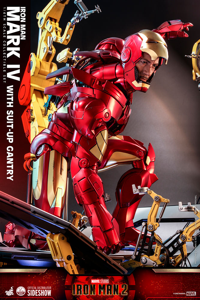 Load image into Gallery viewer, Hot Toys - Iron Man 2 - 1/4 Scale Iron Man Mark IV With Suit-Up Gantry
