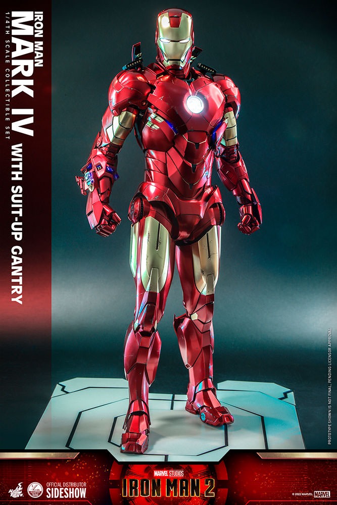 Load image into Gallery viewer, Hot Toys - Iron Man 2 - 1/4 Scale Iron Man Mark IV With Suit-Up Gantry
