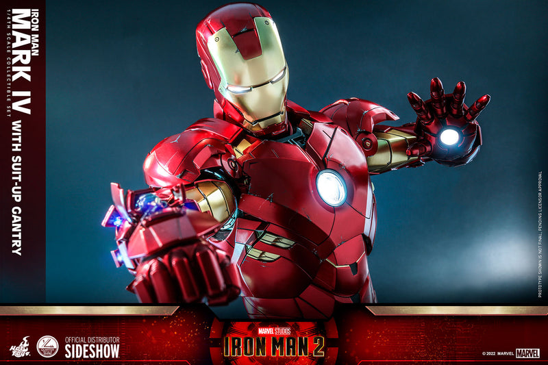 Load image into Gallery viewer, Hot Toys - Iron Man 2 - 1/4 Scale Iron Man Mark IV With Suit-Up Gantry
