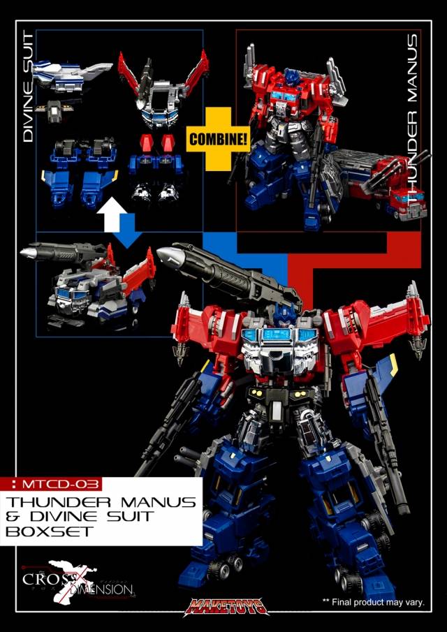 Load image into Gallery viewer, MakeToys - Cross Dimension - MTCD-03 Thunder Manus + Divine Suit Boxset

