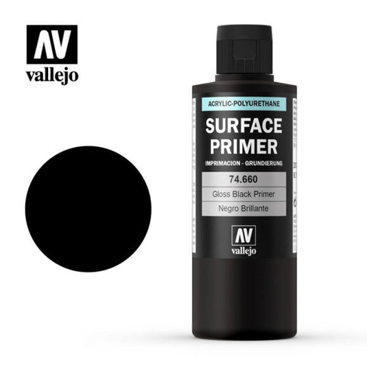 VALLEJO - SURFACE PRIMER: GLOSS BLACK 200ML